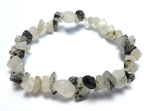 Single Strand Chip Bracelet - Tourmilated Quartz