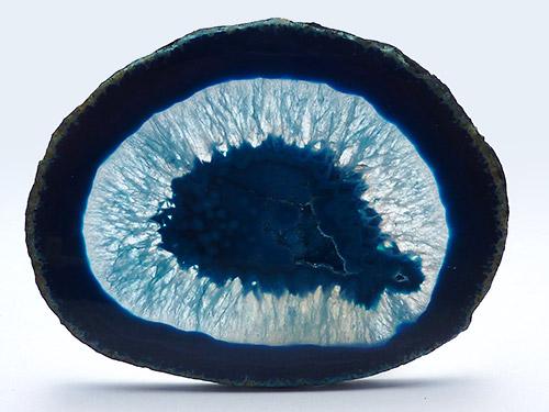 Agate Slice Large U - Dyed Blue