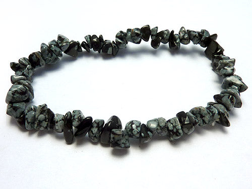 Single Strand Chip Bracelet - Snowflake Obsidian