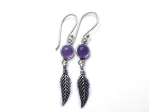 Amethyst with Feather Earrings