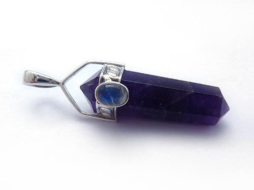 Amethyst Crystal Pendant with Moonstone