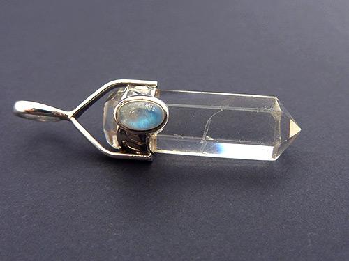 Clear Quartz Pendant with Moonstone