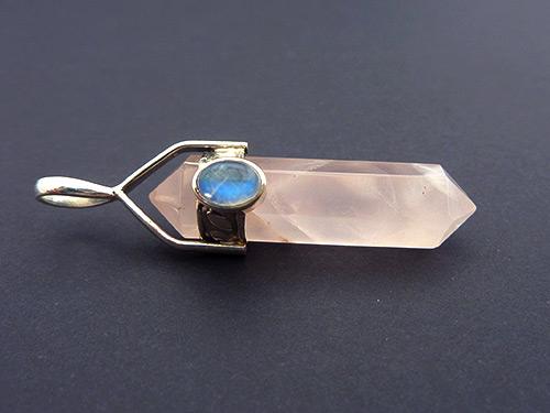 Rose Quartz Pendant with Moontone A 