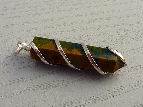 Green Jasper Spiral Pendant