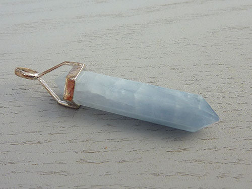 Celestite Necklace - Raw Blue Crystal Pendant