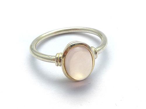 Rose Quartz 2 Line Band Ring