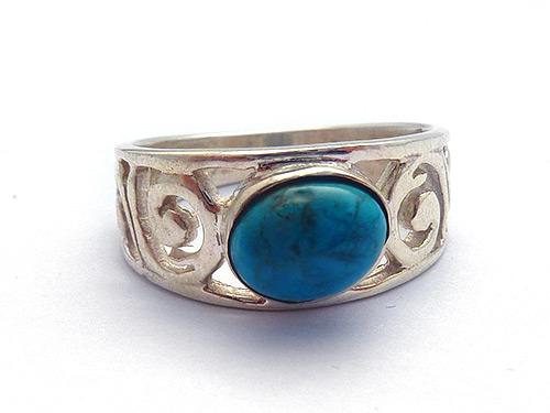 Turquoise Spiral Fillagree Ring - Large