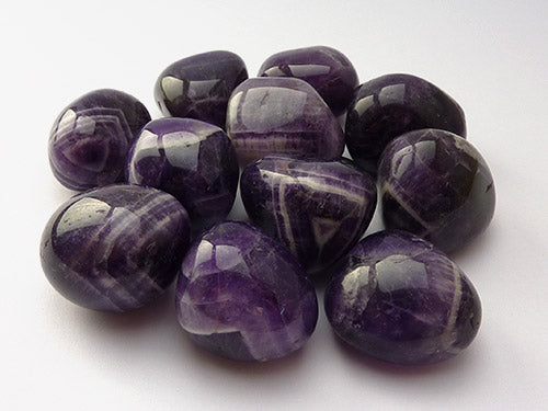Chevron Amethyst Tumbled Stones - Large